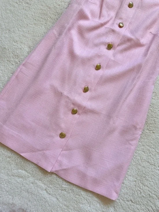 J. Crew Light Pink Sleeveless Shift Dress with Gold Button Size 6 - Picture 5 of 11